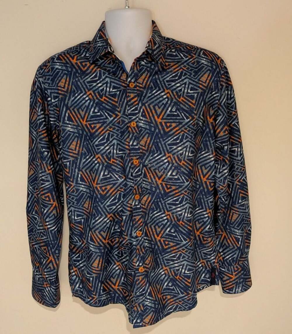 Sugar Men's Long Sleeve Geometric Print Dress Shirt